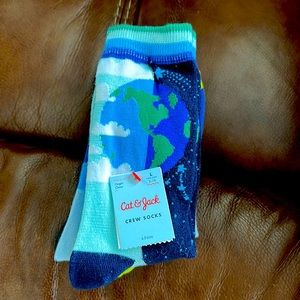 Space Socks, Cat & Jack crew socks large (shoe sizes 3-10) 4 pairs NWT